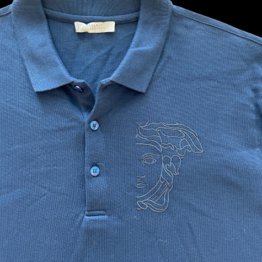 Versace Medusa Large Outline Men’s Navy Blue Polo